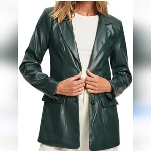 Aureum NWT Green Faux Lather Blazer Jacket MSRP $ 91